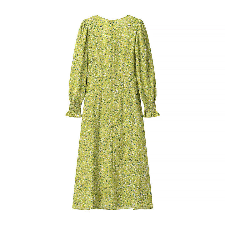 Damen Midikleid mit Herzausschnitt, gerafften Ballonärmeln und A‑Linien‑Silhouette Echo Archiv
