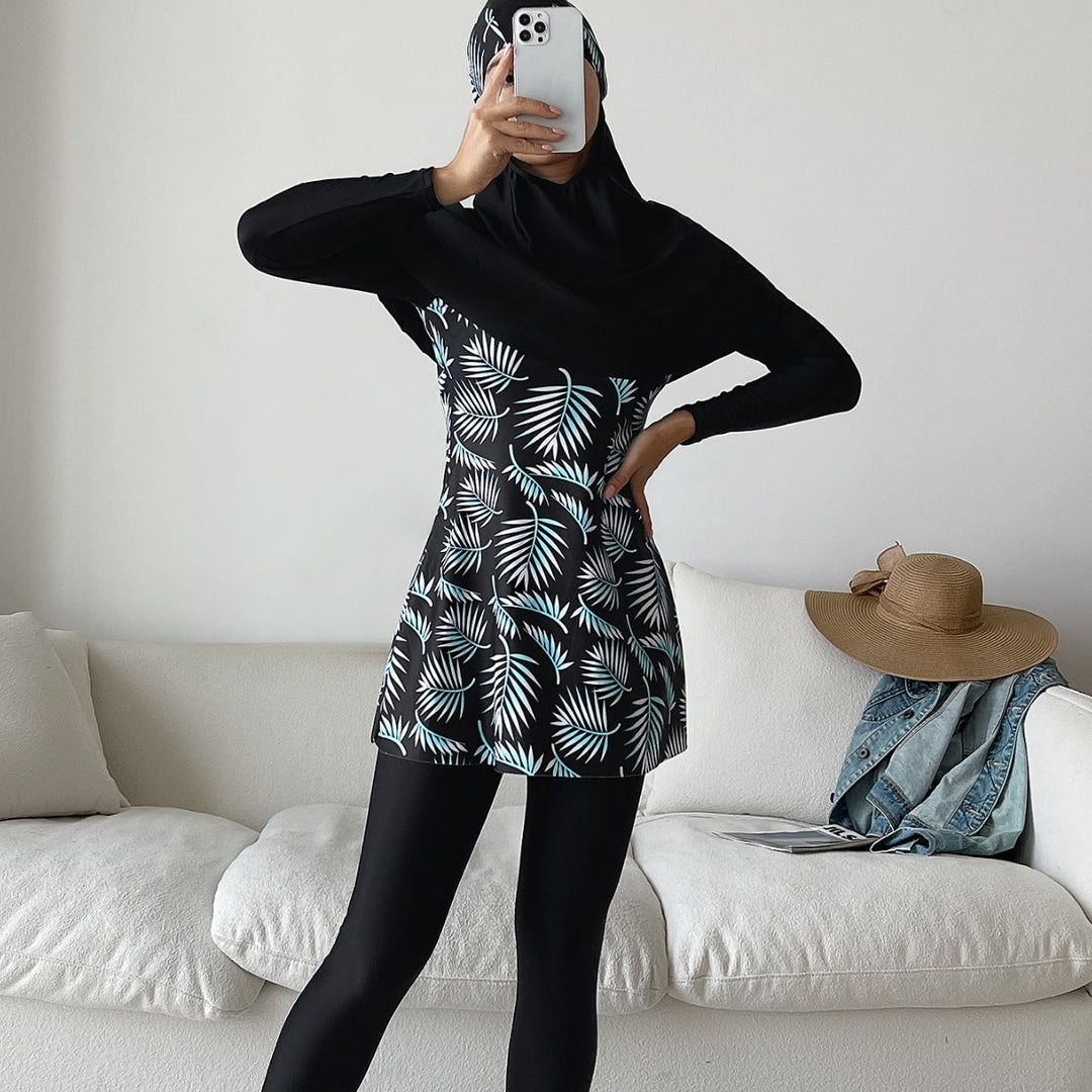 Damen Modisches 360-Grad-Schwimmanzug mit integrierter Hijab Echo Archiv
