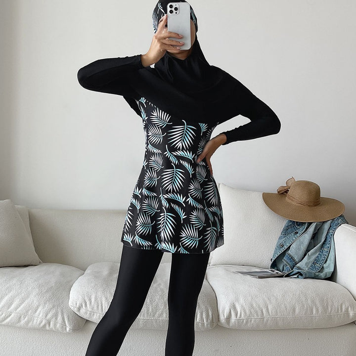 Damen Modisches 360-Grad-Schwimmanzug mit integrierter Hijab Echo Archiv