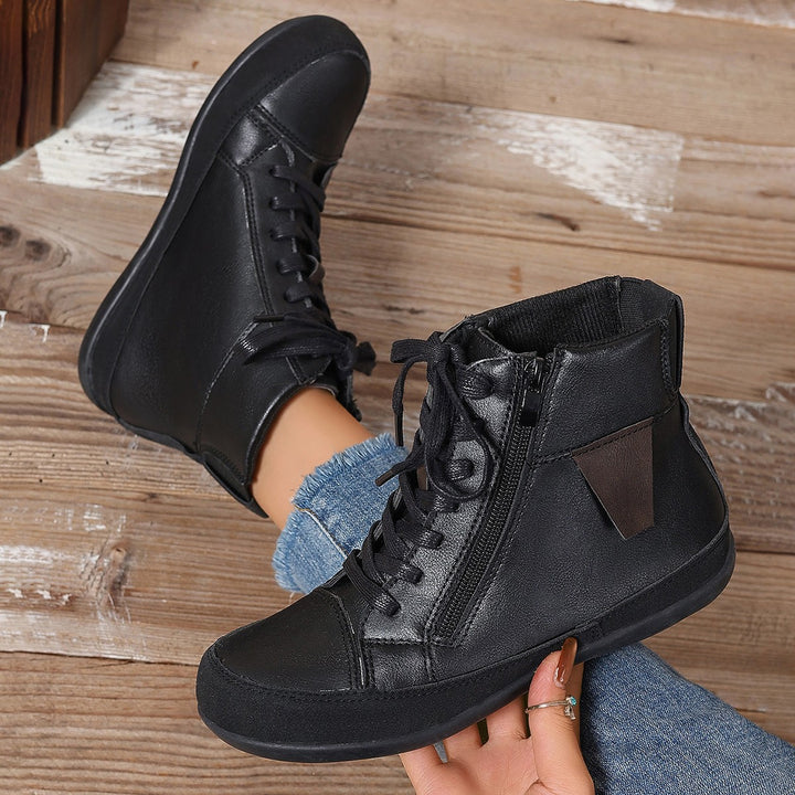 Damen  hochgeschnittene Freizeit-Sneaker-Stiefelette mit seitlichem Reißverschluss gepolstertem Fußbett und rutschfester Gummisohle Echo Archiv