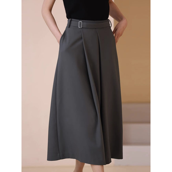 Damen Eleganter, weit geschnittener Maxirock mit Taillengürtel Echoarchiv
