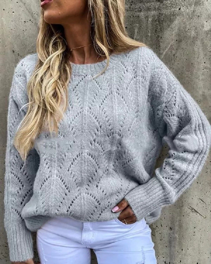 Damen Oversize Ajourstrick-Pullover mit Rundhalsausschnitt Echo Archiv