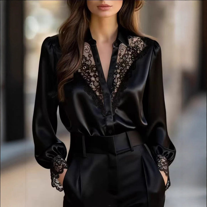 Damen elegante Bluse mit romantischen Spitzenakzenten Echo Archiv