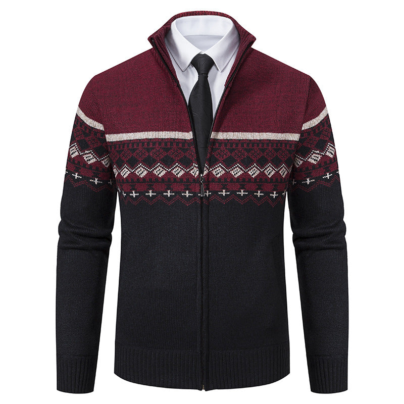 Herren Strickjacke mit Stehkragen und Norweger-Muster Echoarchiv