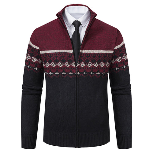 Herren Strickjacke mit Stehkragen und Norweger-Muster Echoarchiv