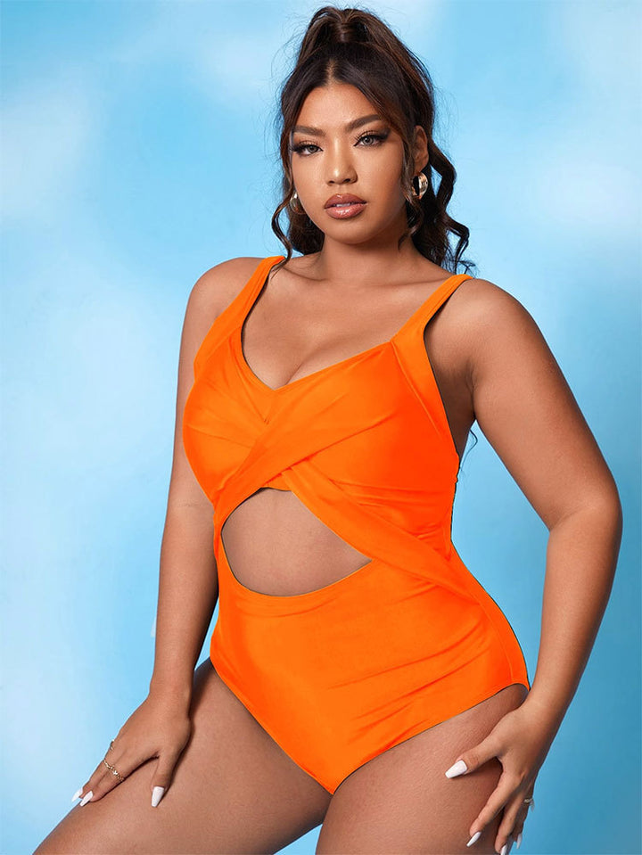 Damen Cut-Out Badeanzug mit Wickeldesign und stützendem Schnitt Echo Archiv