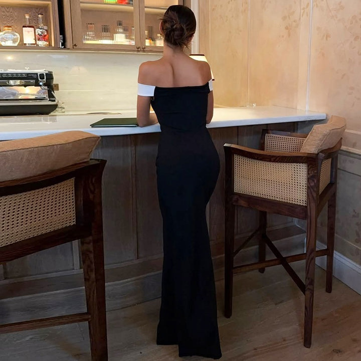 Damen Elegantes Maxikleid mit schulterfreiem Design und seitlichem Schlitz Echo Archiv
