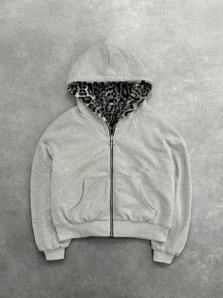 Damen nan kurze Kapuzenjacke mit Kunstfellfutter, Reißverschluss und Kängurutasche Echo Archiv