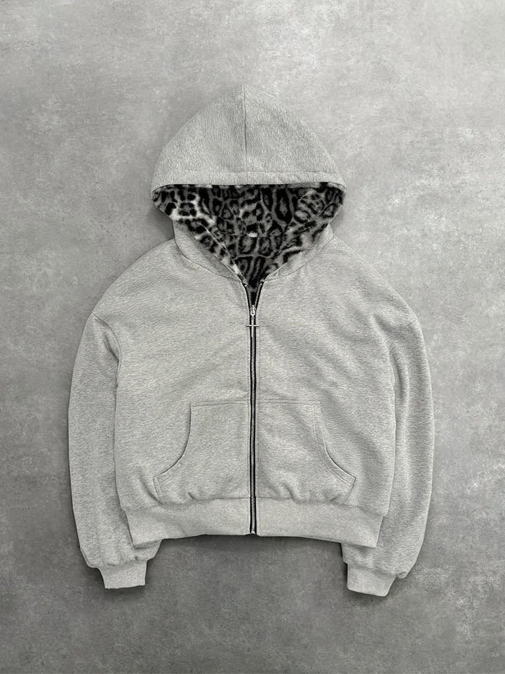 Damen nan kurze Kapuzenjacke mit Kunstfellfutter, Reißverschluss und Kängurutasche Echo Archiv