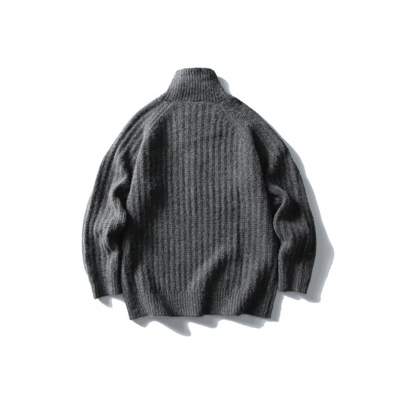 Unisex Oversize-Rippstrick-Halbzip-Pullover mit Stehkragen Echo Archiv