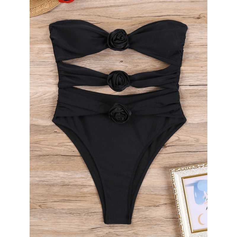 Damen Cut-Out Einteiler Badeanzug mit floralem Detail Echo Archiv