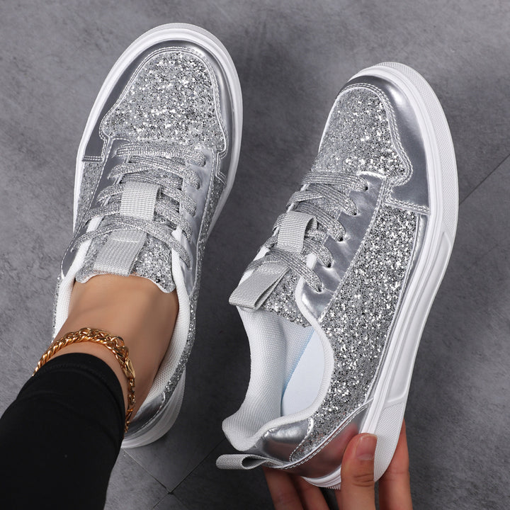 Damen nan Glitzer-Freizeitsneaker mit Metallic-Details, gepolstertem Einstieg und rutschfester Gummisohle Echo Archiv
