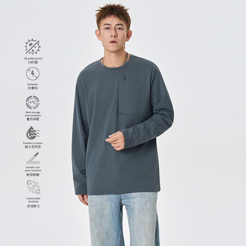 Herren Atmungsaktives Performance-Langarmshirt mit Brustreißverschlusstasche und ergonomischen Nähten Echo Archiv