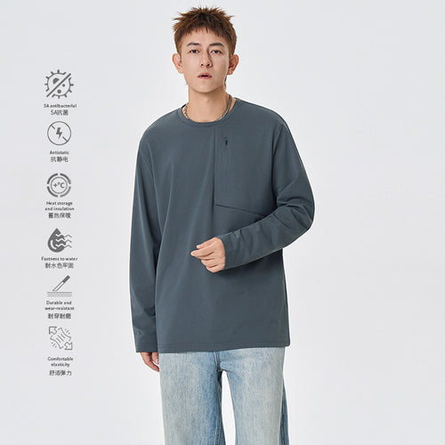 Herren Atmungsaktives Performance-Langarmshirt mit Brustreißverschlusstasche und ergonomischen Nähten Echo Archiv