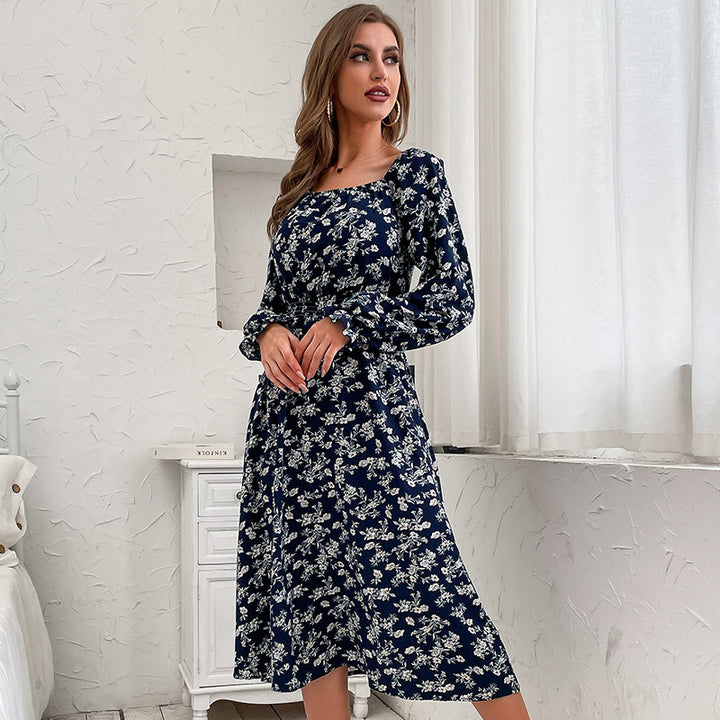 Damen Schulterfreies Midikleid mit elastischem Taillenbündchen und floralem Alloverprint Echoarchiv