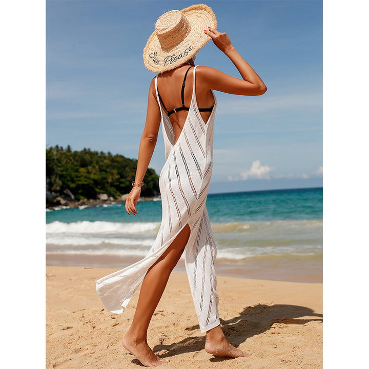 Damen transparentes Häkel-Strandkleid mit hohem Schlitz und stylischem Schnitt Echo Archiv