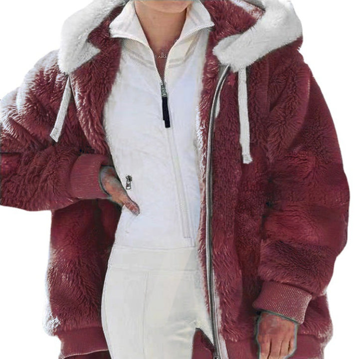 Damen nan kuschelige Kapuzen-Teddyjacke mit wattiertem Innenfutter und Rippbündchen Echo Archiv