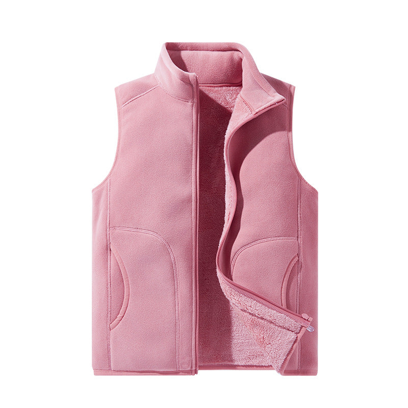 Leichte Mikrofleece-Weste für Damen mit voller Reißverschluss, hohem Kragen und weichem Teddy-Futter – Avérine