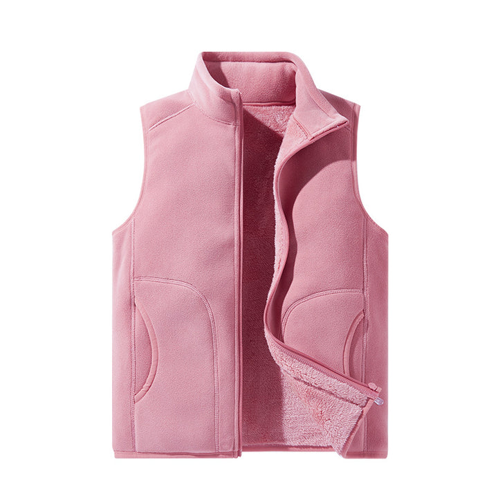 Leichte Mikrofleece-Weste für Damen mit voller Reißverschluss, hohem Kragen und weichem Teddy-Futter – Avérine