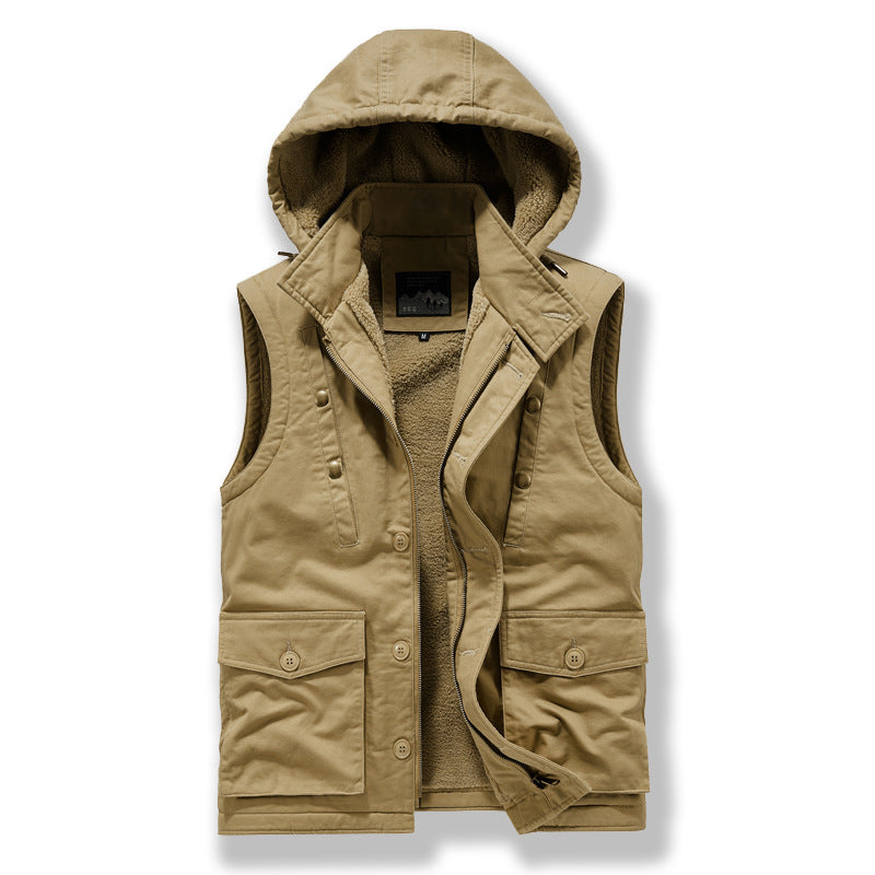 Herren wattierte Utility-Weste mit Teddyfutter und Kapuze Echo Archiv