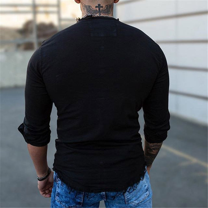 Herren Schmal geschnittenes Henleyshirt mit Brusttaschen und halber Knopfleiste Echoarchiv