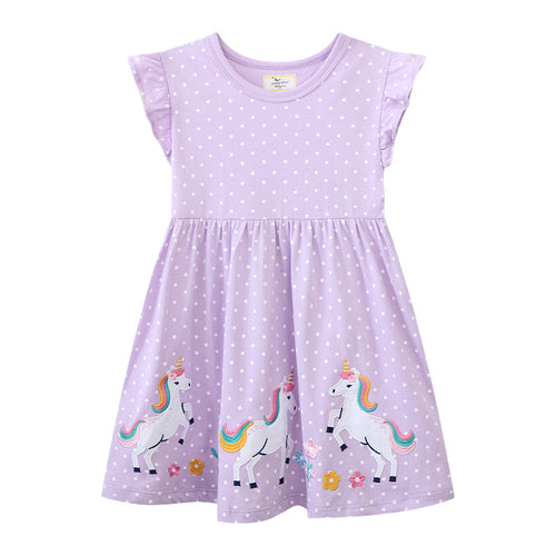 Mädchen Baumwollkleid mit bezaubernden Einhorn-Applikationen Echo Archiv