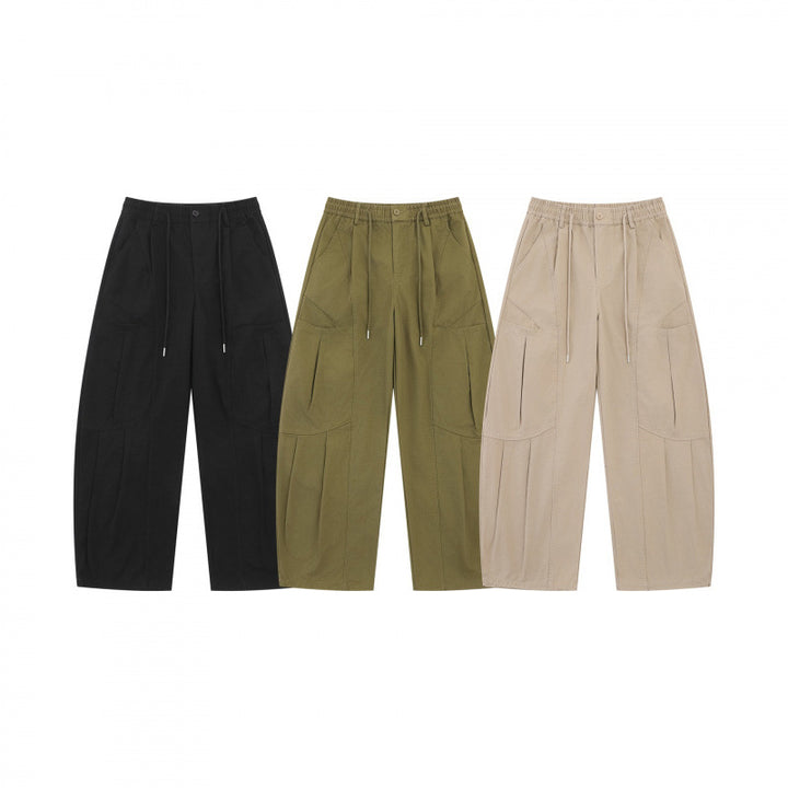 Unisex Weite Utility-Cargo-Hose aus Baumwollmix mit Tunnelzugbund, großen Aufgesetzten Taschen und ballonförmiger Silhouette Echo Archiv