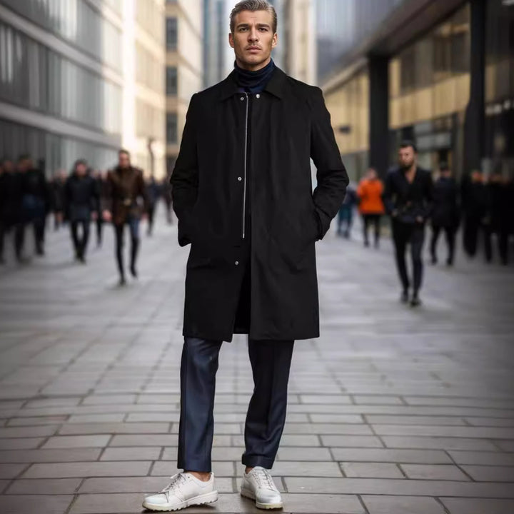 Herren eleganter Übergangsmantel mit praktischen Taschen und modernem Kragen Echoarchiv