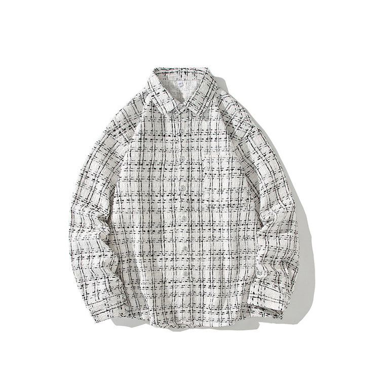 Herren Strukturierte Bouclé-Hemdjacke mit Karo-Jacquard und legerer Passform Echo Archiv