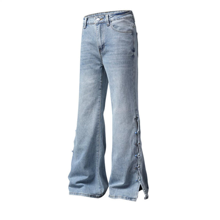 Damen High‑Waist Flared‑Jeans mit seitlicher Schnürung und weitem Schlag Echoarchiv