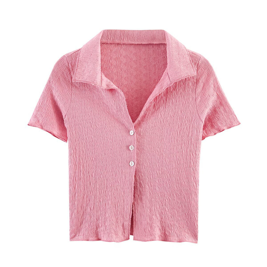 Damen Zweiteiliges Feinstrick-Set mit Kurzarm-Polokragen-Top und High‑Waist Weitbein‑Hose Echo Archiv
