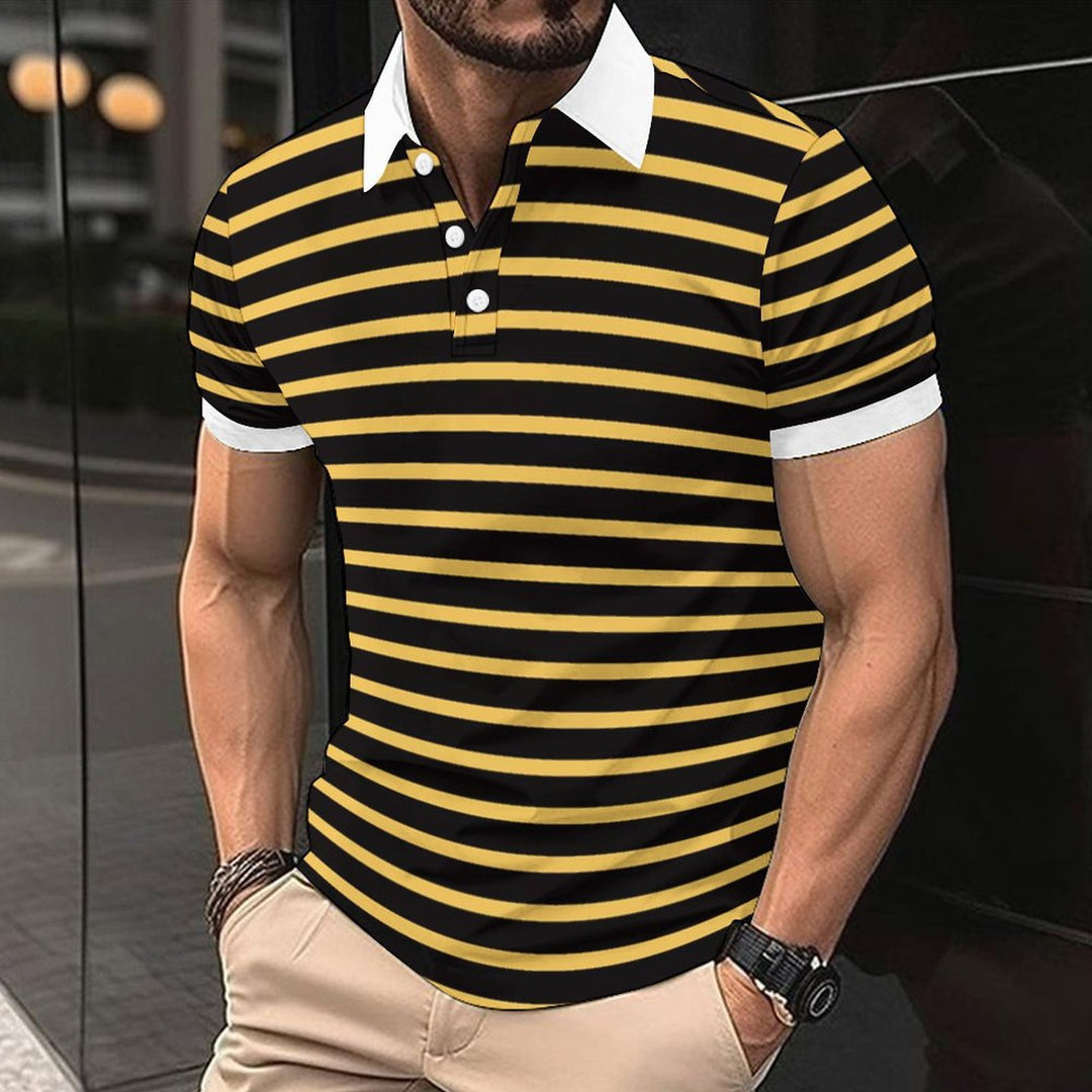 Herren gestreiftes Poloshirt mit modernem Kragen und atmungsaktiven Eigenschaften Echoarchiv