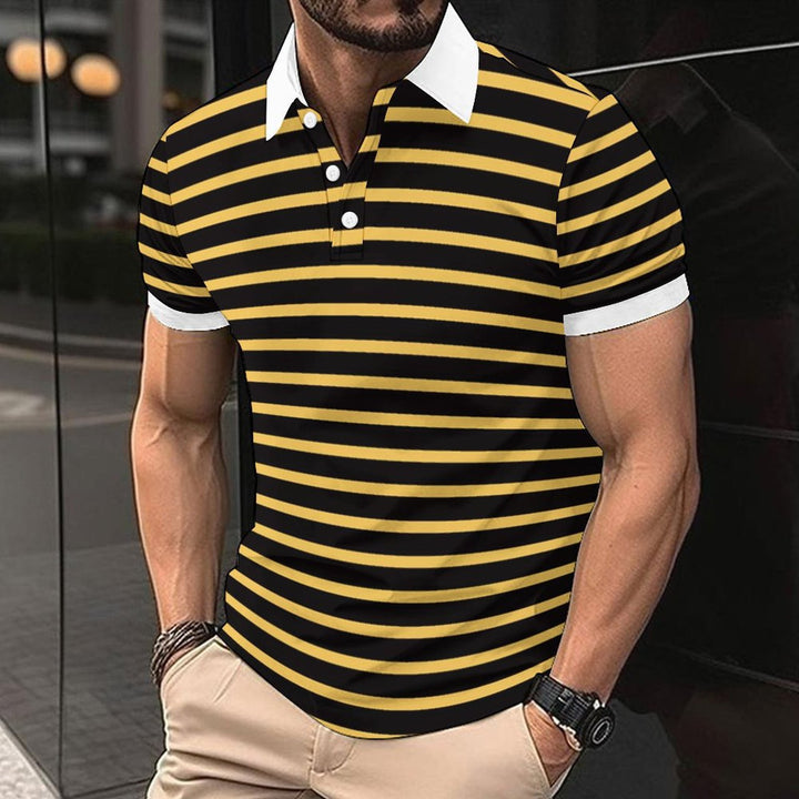 Herren gestreiftes Poloshirt mit modernem Kragen und atmungsaktiven Eigenschaften Echoarchiv