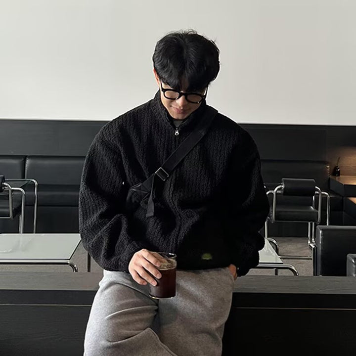 Herren Modische Oversized Jacke mit Stehkragen Echoarchiv