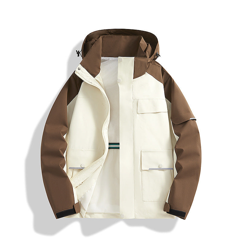 Herren dreilagige Trekkingjacke mit verschweißten Nähten, Kapuze und Multifunktionstaschen Echo Archiv