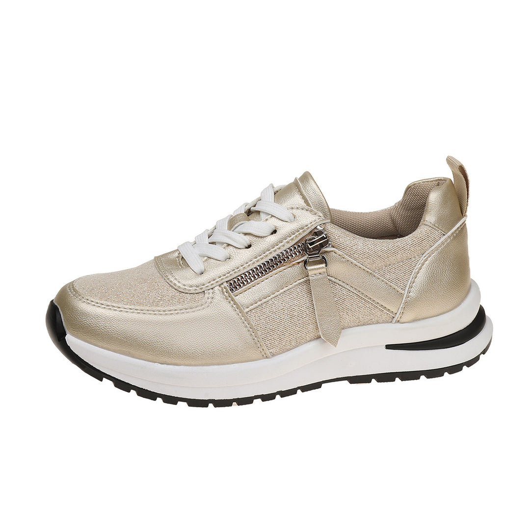 Damen modischer Keil-Sneaker mit seitlichem Reißverschluss gepolstertem Memory-Fußbett und profilierter Laufsohle Echo Archiv