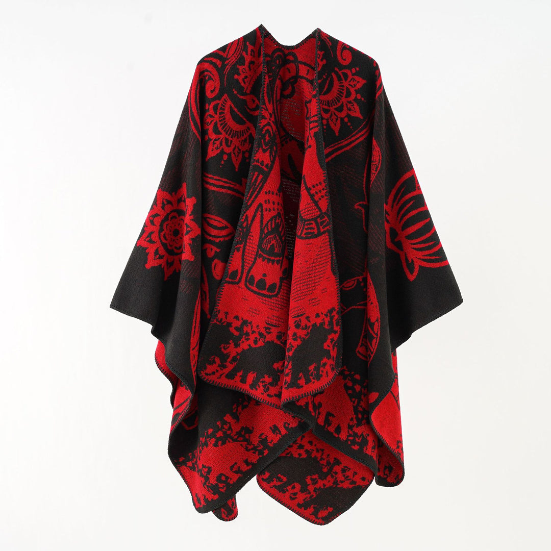 Damen Ornamentales Jacquard-Wickelcape mit weichem Fall Echo Archiv