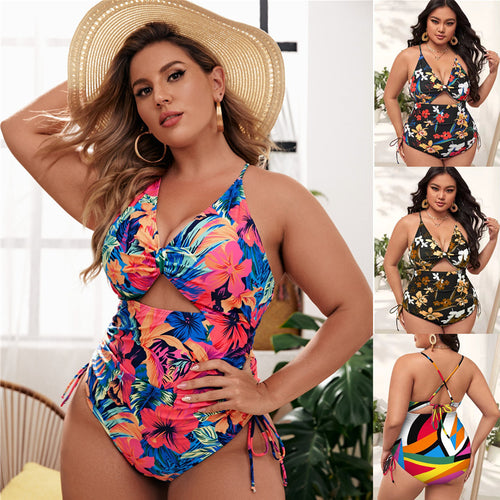 Damen Einteiler Badeanzug mit modischem Cut-Out und buntem geometrischem Design Echo Archiv