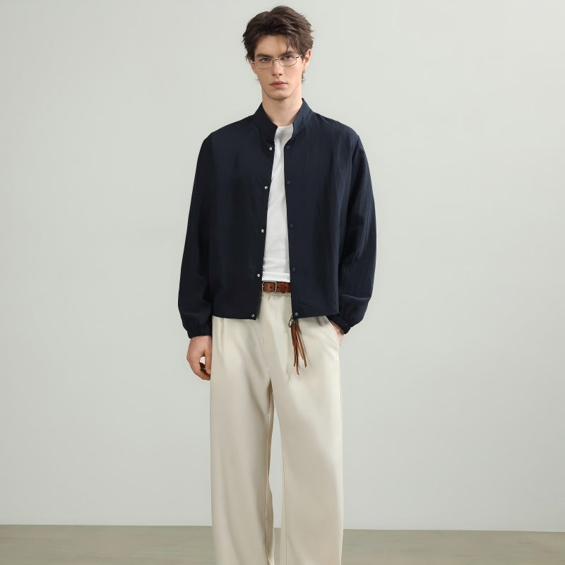 Herren Oversize-Hemd mit Stehkragen, Druckknopfverschluss und elastischen Bündchen Echo Archiv