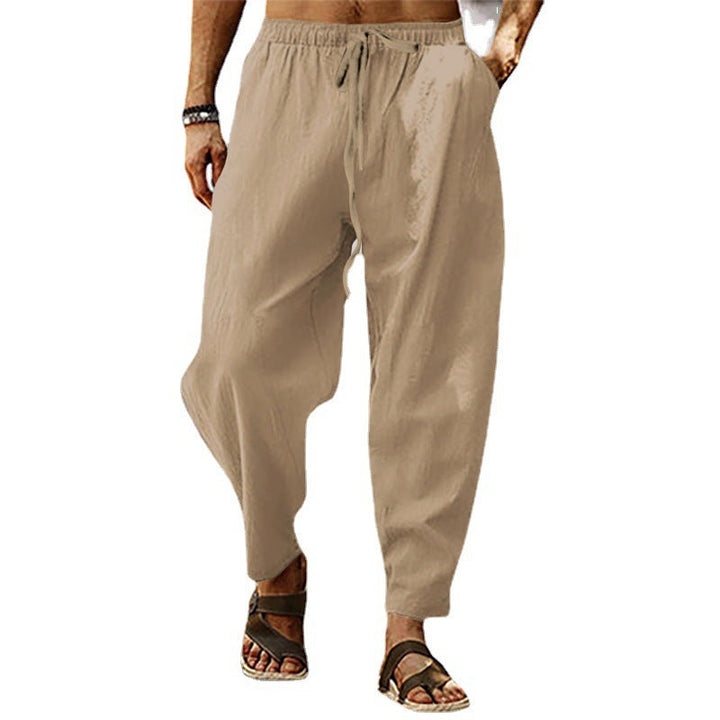 Herren nan lockere Sommer-Slouch-Hose aus Leinenmix mit elastischem Bund und konischem Knöchelabschluss Echoarchiv