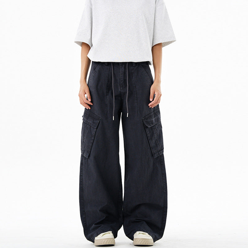 Damen Extraweite Cargo-Denim-Palazzohose mit Tunnelzugbund und aufgesetzten Klappentaschen Echo Archiv