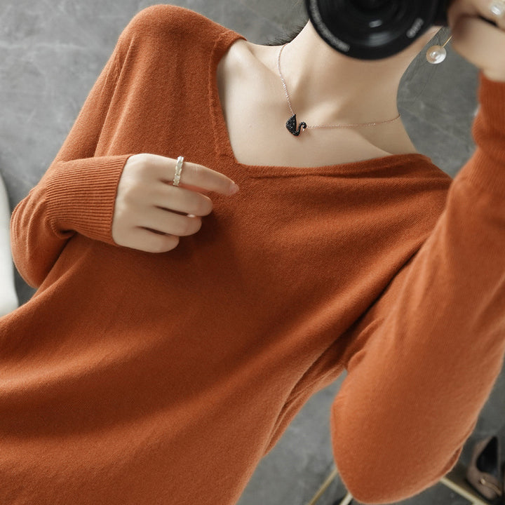 Damen leichter V-Ausschnitt Kaschmir-Look Feinstrickpullover Echoarchiv