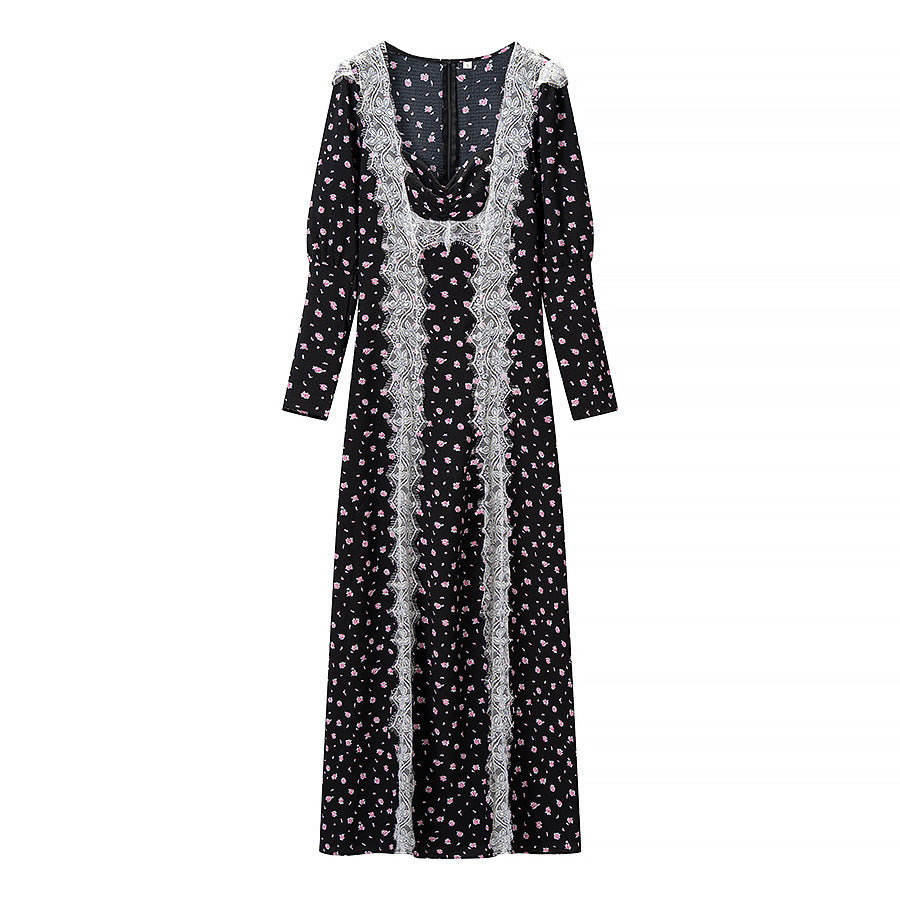 Damen Maxikleid mit Spitzenbesatz und floralem Alloverprint Echo Archiv