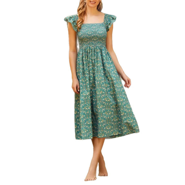 Damen Maxikleid mit tailliertem Schnitt und romantischen Rüschendetails Echo Archiv
