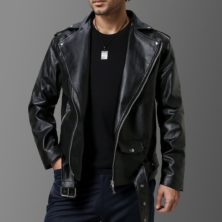 Herren stilvolle Bikerjacke aus hochwertigem Echtleder Echoarchiv