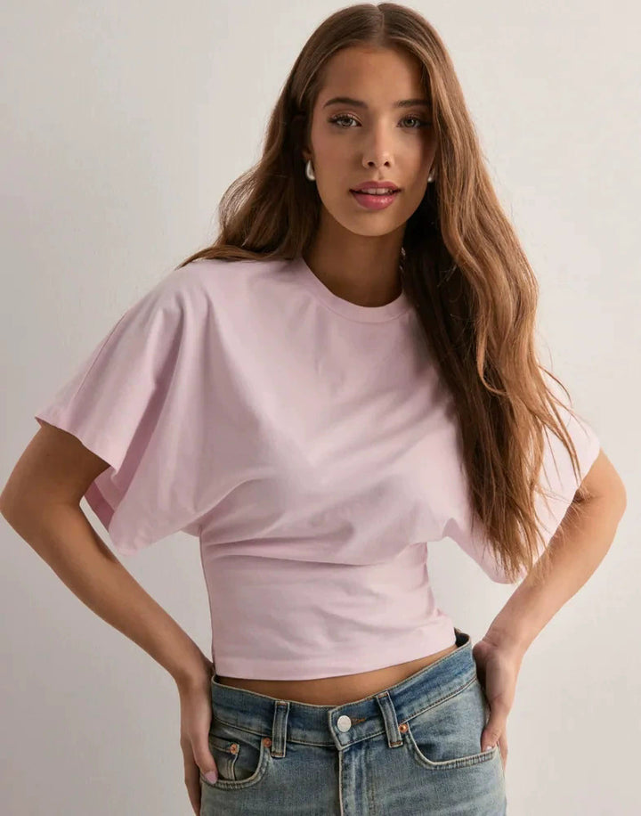 Damen lässiges Crop-Top mit weichem Griff und überschnittenen Schultern Echo Archiv