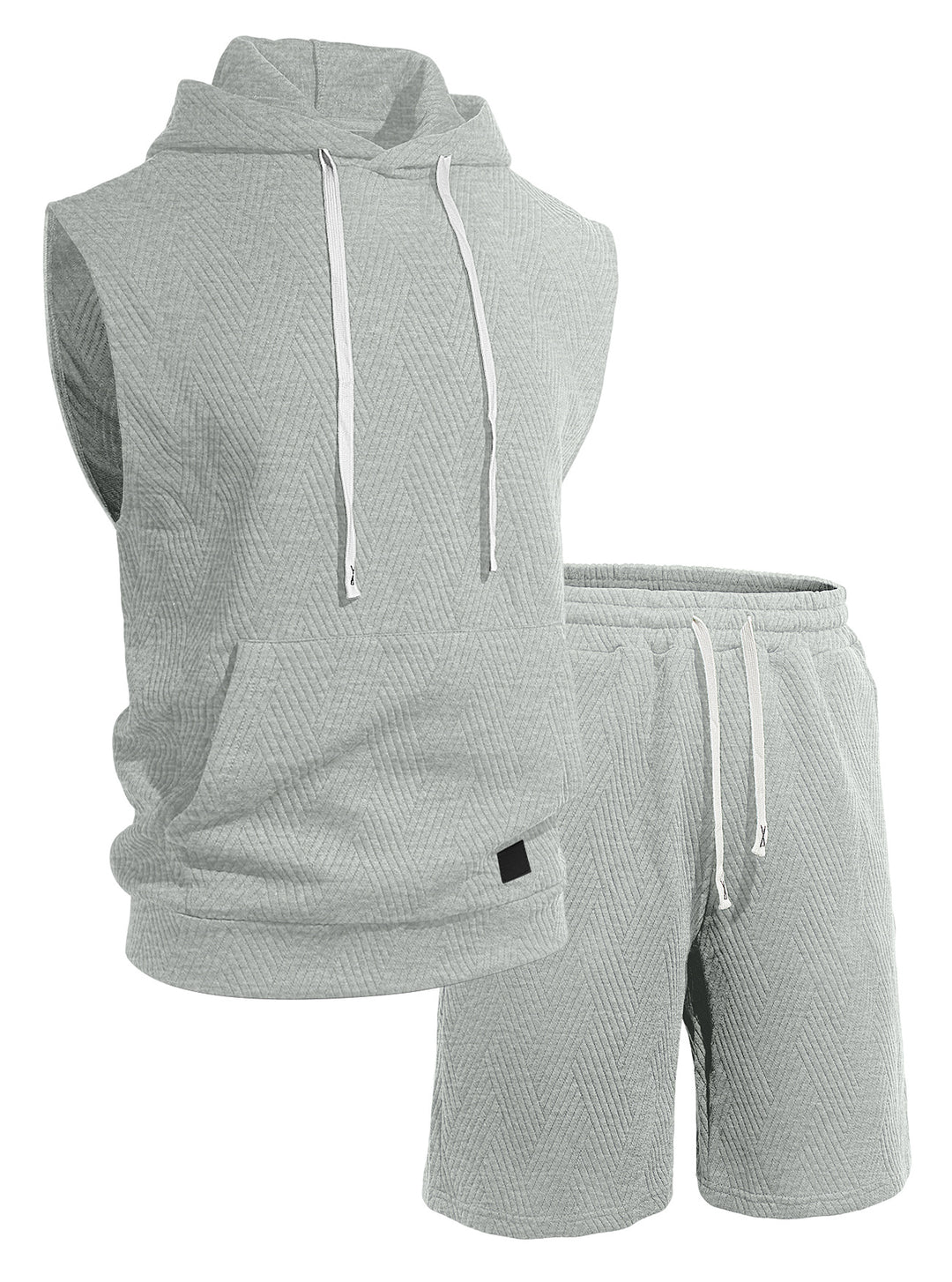 Herren nan ärmelloses Kapuzen-Lounge-Set aus strukturierter Baumwollmischung mit Kängurutasche und elastischer Freizeithose Echo Archiv