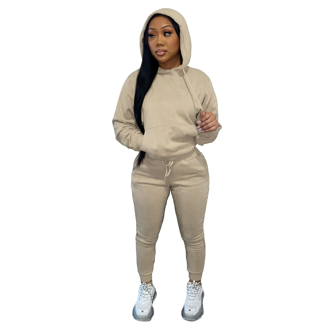 Damen nan Kapuzen-Lounge-Set mit Kängurutasche taillierter Jogginghose und Bündchen Echo Archiv