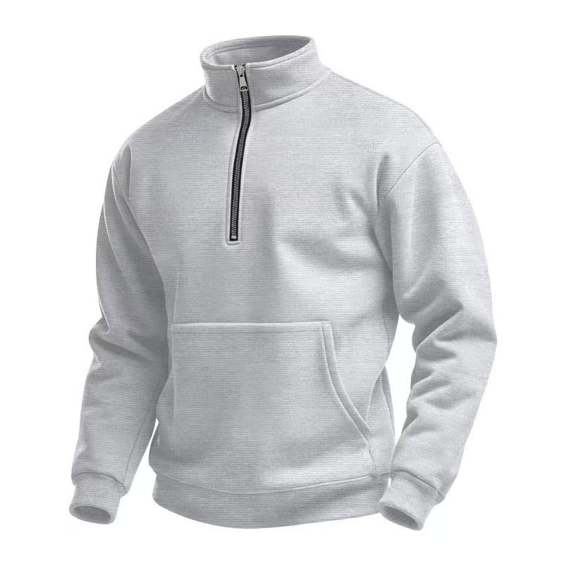Herren Fleece-Pullover mit kurzem Reißverschluss und Bauchtasche Echoarchiv