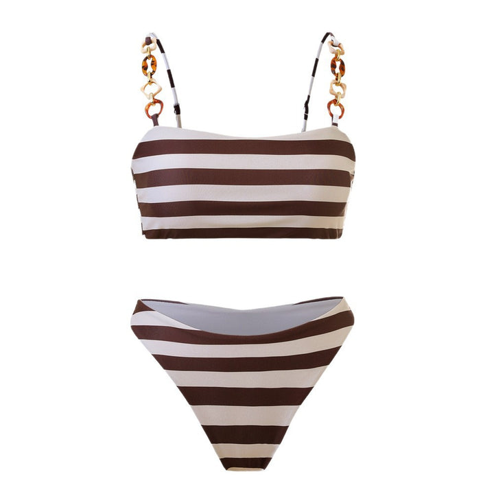 Damen Bikini mit modischem Streifenmuster und glamourösen Details Echo Archiv